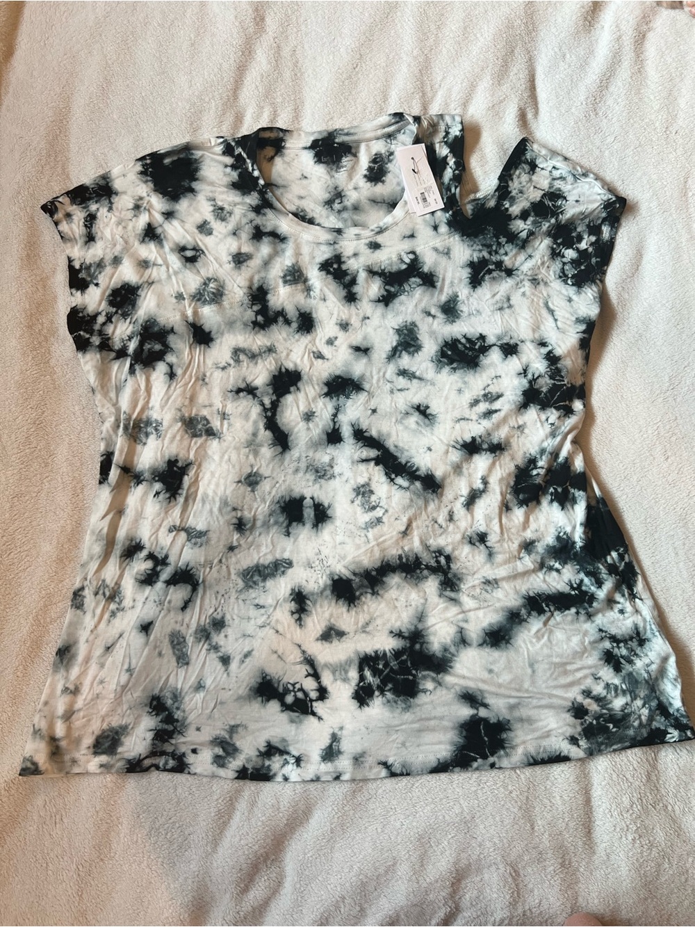 LIVI Active Asymmetric Cold-Shoulder Tie-Dye Top by Lane Bryant
